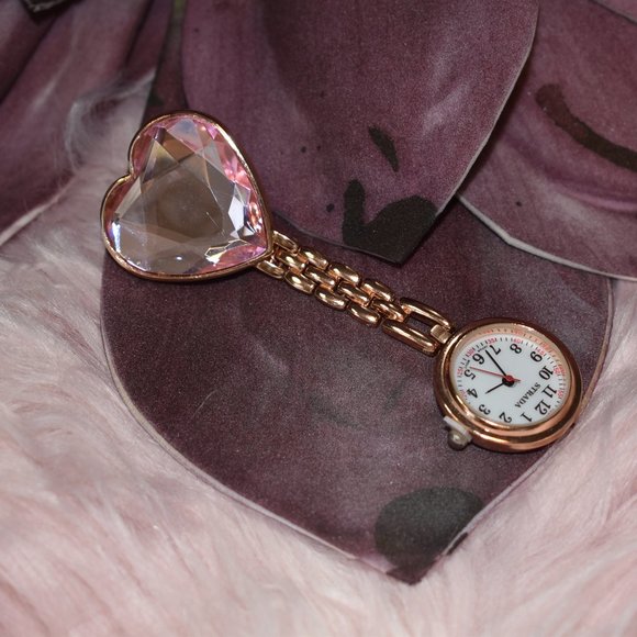 STRADA, Kismet Gem Houzz Accessories - Heart Shaped Nurse Watch